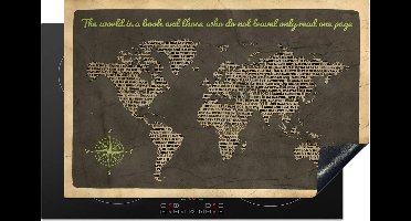 KitchenYeah® Inductie beschermer 81.2x52 cm - Wereldkaart - Quote - Boeken - Kookplaataccessoires - Afdekplaat voor kookplaat - Inductiebeschermer - Inductiemat - Inductieplaat mat