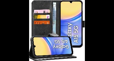 Hoesje geschikt voor Samsung Galaxy A15 - Portemonnee Book Case Zwart