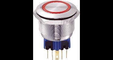 TRU COMPONENTS 701803 GQ25-11E/R/12V Vandalismebestendige druktoets 250 V/AC 5 A 1x aan/(aan) Moment Rood IP65 1 stuk(s