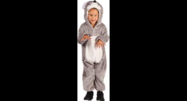 Dieren Kostuum Muis Kinderen - Pluche - Dieren Onesie - Carnaval - Verkleedkleren Kinderen - Grijs/Wit - Maat 104