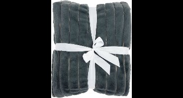 Unique Living Vent du Sud - bedsprei - fake fur bont - rib - dark grey - 260x240cm