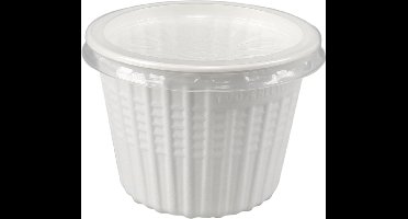 Herbruikbaar Snack- en soepbekers, PP 500 ml Ø 11,5 cm · 8,5 cm wit met deksel (25 stuks)