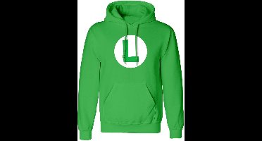 Super Mario Luigi Badge Heren Trui met capuchon - groen - XL