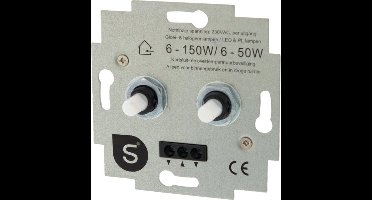 Q-LINK DIMMER INBOUW DUO LED6-50W UNI 2X150W ELEMENT