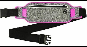 Hardloopband met mobiel compartiment - grijs en roze