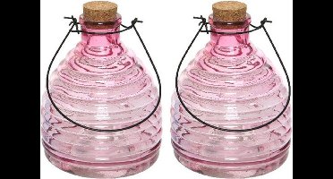 2x Wespenvangers/wespenvallen roze 17 cm van glas - Insectenvangers/insectenvallen - Insectenbestrijding