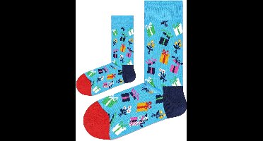 Eenmannenkado Zo Vader Zo Zoon/Dochter sokken Hiep hiep Hoera blauw | Maat: Ouder 36 - 40 | Kind 0 - 12 maanden