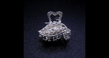 Haarklem metaal klein gebogen met parels+diamant - Communie