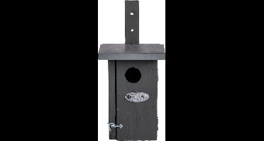 Houten grijze vogelhuisje/nestkastje winterkoning - Tuindecoratie vogelnest nestkast vogelhuisjes - tuindieren