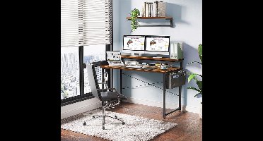 monitorstandaard, pc-tafel, gamingtafel voor thuiskantoor, Bureau, computertafel 120D x 50W x 84H centimetres