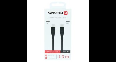 Swissten Textile Type – C To C -Cable – 1.0 m – Fast Charging – Zwart