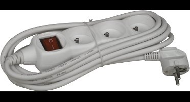 UNIVERSEEL - TCD WIT SNOER 3M + SCHAKELAAR 3X 16A/250V