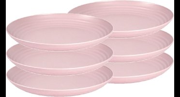 PlasticForte Bord - 6x stuks - D25 cm - roze - kunststof - rond - camping bord - dinerbord