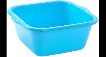 Plasticforte teiltje/afwasbak - Set van 2x stuks - vierkant - kunststof - 20 liter - 46 x 42 x 20 cm - Blauw - Schoonmaken