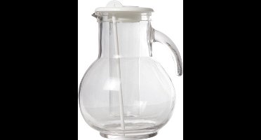 Cosy & Trendy water Schenkkan - met koelfunctie - transparant en wit - 2 liter - Schenkkan - Limonadekan