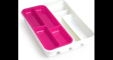 2x stuks witte bestekbak inzetbakken met oplegbakje kunststof 40 x 30 cm - Keukenlade/besteklade inzetbakken