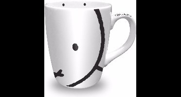 Mok/beker - Nijntje snoet - wit/zwart - 10 cm - 230 ml - porselein - Kinder melk/thee bekers