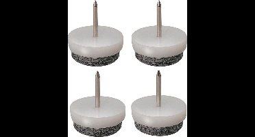 Meubel -/ stoelglijder vilt met nagel 20mm wit set 4 stuks - stoelpoot - meubelglijder