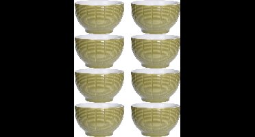Excellent Houseware Soepkommen/serveer schaaltjes - 8x - Venice - keramiek - D14 x H8 cm - groen