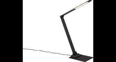 TRIO TRAVIS - Tafellamp - Bureaulamp - Zwart mat - incl. 1x SMD 6,5W - Geintegreerde dimmer - Memory functie - USB-poort - Oplaadfunctie