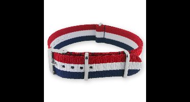 Premium Red White Blue - Nato strap 20mm - Stripe - Horlogeband Rood Wit Blauw