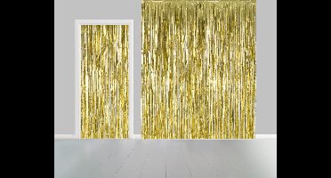 2x Deurgordijn Goud 1 x 2,4 meter Vlamvertragend - Feest Thema Party
