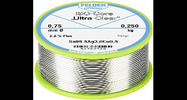 Felder ISO-Core Ultra Clear SAC305 Soldeertin Spoel Sn96,5Ag3Cu0,5 0.250 kg 0.75 mm