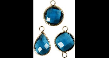 Creativ Company Sieradenhanger Cabochon Facetglas 15-20 mm Turquoise 6 stuks