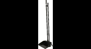 Benson Stoffer en blik met lange steel - zwart - 76 cm - Ergonomisch design