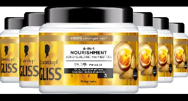 Gliss Oil Nutritive Mask - Haarverzorging - Haarmasker - Glans - Heropbouw - Intens Droog en Beschadigd Haar - Voordeelverpakking - 6x 400ml