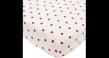 Meyco Baby Sweet Heart Hoeslaken Co-sleeper - White/Red - 50x90cm