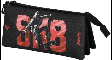 Keraktermania - PRODG SK8 - Triple - Triple Potloden Etui met Rits - Pennenzak - Tekenetui - zwart