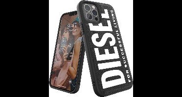 Diesel Telefoonhoesje iPhone 12 & iPhone 12 Pro – Zwart met groot wit logo – Valbescherming tot 2 Meter – Draadloos Opladen – Shockproof – Backcover – Origineel Diesel Accessoire