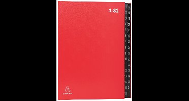 Exacompta 57035E Recycling Bureau Ordner Ordonator van extra sterk karton 32 vakken 1-31 voor DIN A4 kijkgaten kunststof versterkte tabbladen organizer mapvak dossier register map rood