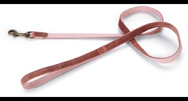 Designed by Lotte - velours leiband 120 x 15 mm - bronskleurige karabijnhaak + details - oud roze - mooie eenvoudige details