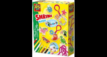 SES Creative - Krimpfolie - Sleutelhangers maken - inclusief kleurpotloden, hangers en lint - knutselpakket - Creatief - Knutselen