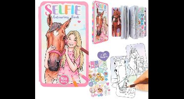 Miss Melody paarden kleurboek SELFIE mini pocket paardenkleurboek met paardensticker vel
