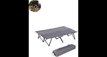 Veldbed - Kampeerbed - Vouwbed - Ligbed - Stretcher- Campingbedje - Opvouwbaar - 2 Persoons - Grijs