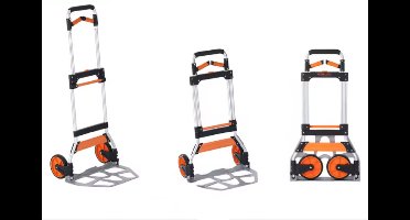 Transportkar - Stapelbare Trolley - Steekwagen – Opvouwbare - Inklapbare - Draagvermogen 140 kg - Aluminiumlegering & Kunststof – met Verstelbare Handgreep (900–1109 mm) – Trekkoord – Compact Formaat voor Gemakkelijke Opslag