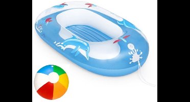 Bestway Opblaasbootje 102x69 cm met Strandbal - Bootje Opblaasboot Zwembad - Baby Float - Boot - Kinderen - Rubberboot