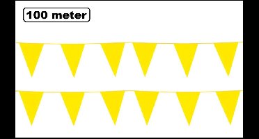 100 meter vlaggenlijn geel - 10 stuks van elk 10 meter - Festival Yellow verjaardag thema feest versiering vlaglijn