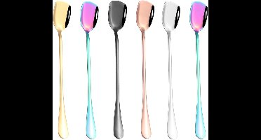 Zeynomax - Roestvrijstalen Regenboog IJstheelepels Set van 6 stuks