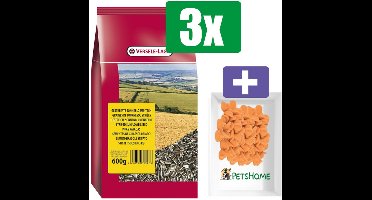 Versele Laga Voedermiddel Gestreepte zonnebloempitten 600 g – 3 Zakken – Inclusief 6 stuks PetsHome Fruitkuipjes
