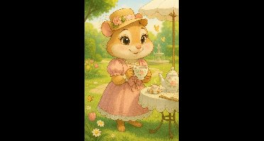 Eekhoorn Thee Poster - Dieren Posters - Cartoon - Wanddecoratie Kinderkamer - 180 gram papier - XS6276AZ - Formaat 30 x 40cm