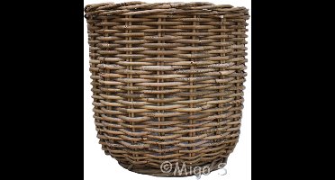 MigoStyling - Plantenmand - Rond - Riet - Rotan - Dia 35 cm - Grey - Met Plastic