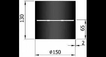 Kachelpijp Ø 150 lengte 130 mm -Condensring - 2mm staal - zwart