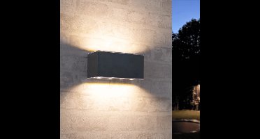 Solar wandlamp buiten 'Olaf' - Up Down light - Antraciet - Tuinverlichting op zonne-energie geschikt voor schutting - Solar buitenverlichting