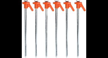 Redcliffs tentharingen - Rotspennen - 12x - zilver/oranje - metaal - 21 cm - voor harde ondergrond - spijkerharingen - camping