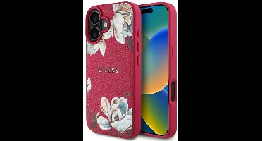 Guess Tpu-Hoesje Voor Iphone 16 Met Magsafe-Bloempatroon, Korrelige Versie