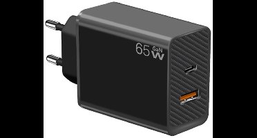 48W GaN USB-C + USB-A Snellader - PD 3.0 & QC 3.0 - Compacte Adapter Oplader geschikt voor laptop, telefoons, tablets etc. - zwart